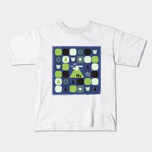 Squares in a square with green mountain Kids T-Shirt